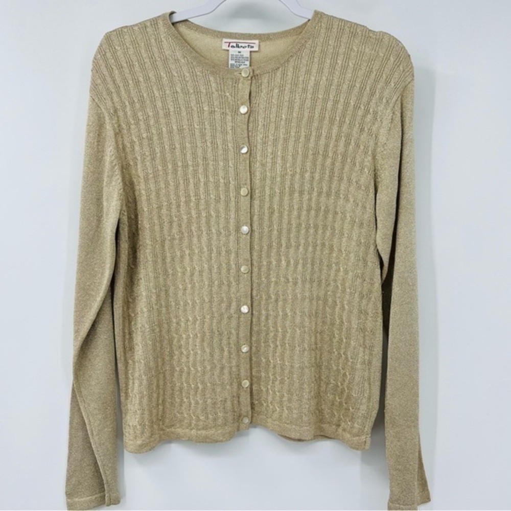 Talbots Gold Button Front Made In Hong Kong Long Sleeve Vintage Sweater